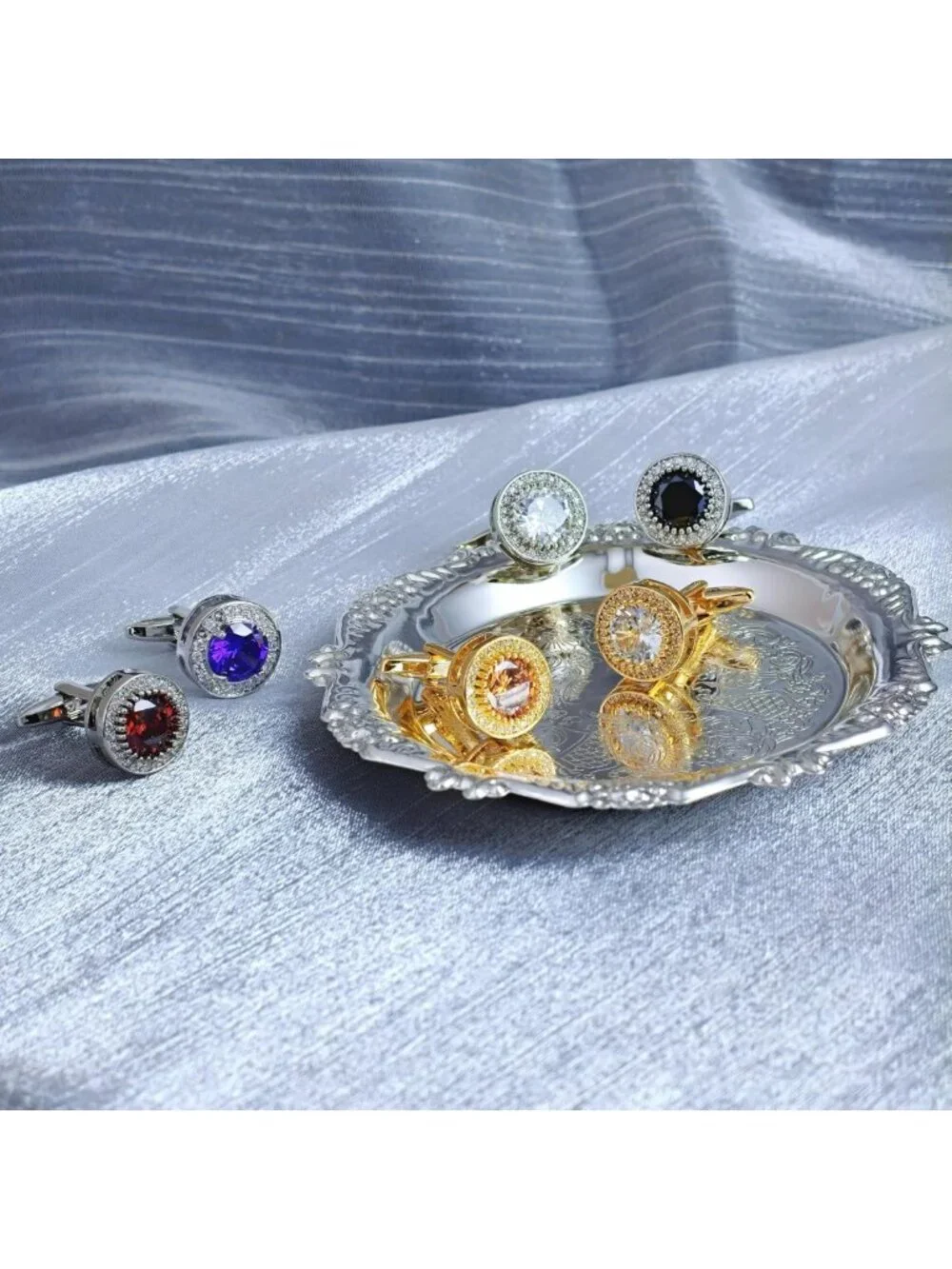 Elegant CZ Crystal Cufflinks for Men - Sparkling Gold Wedding Accessories